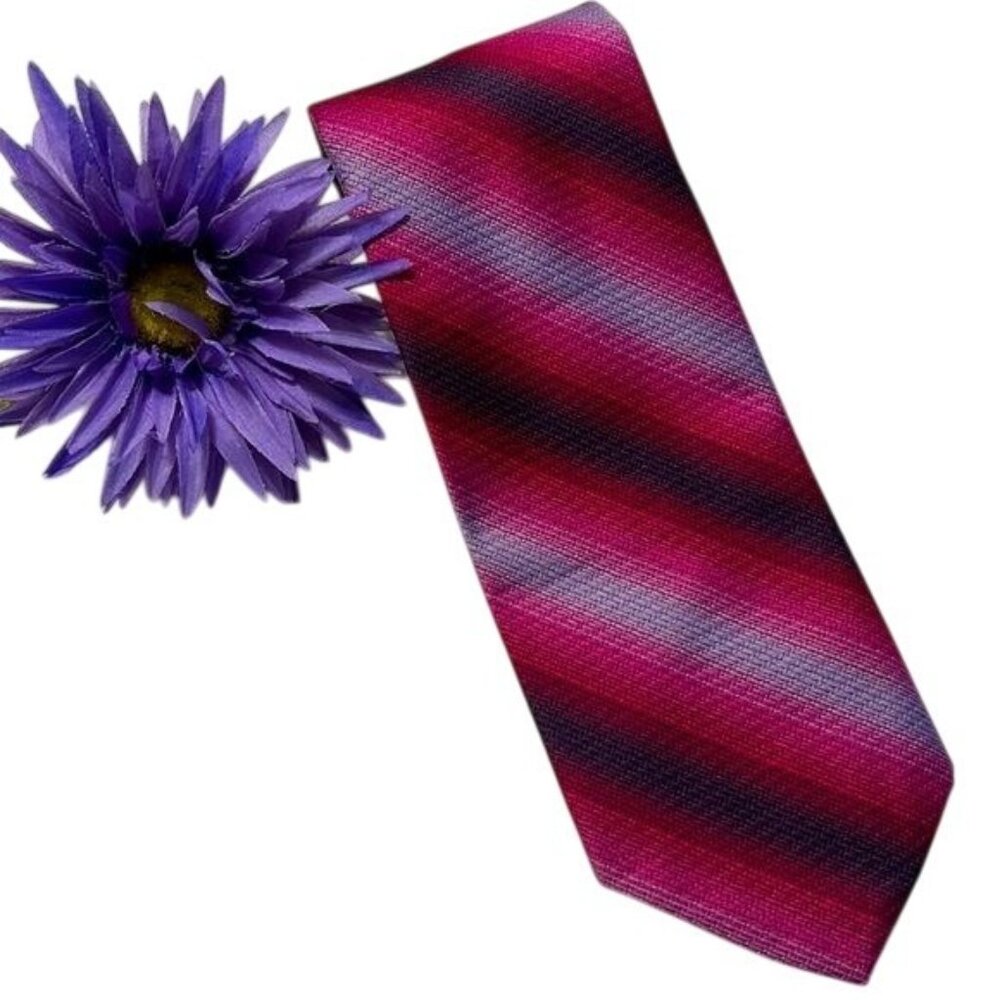 Vintage Striped Tie With Union Jack Lining In Pink Purple
